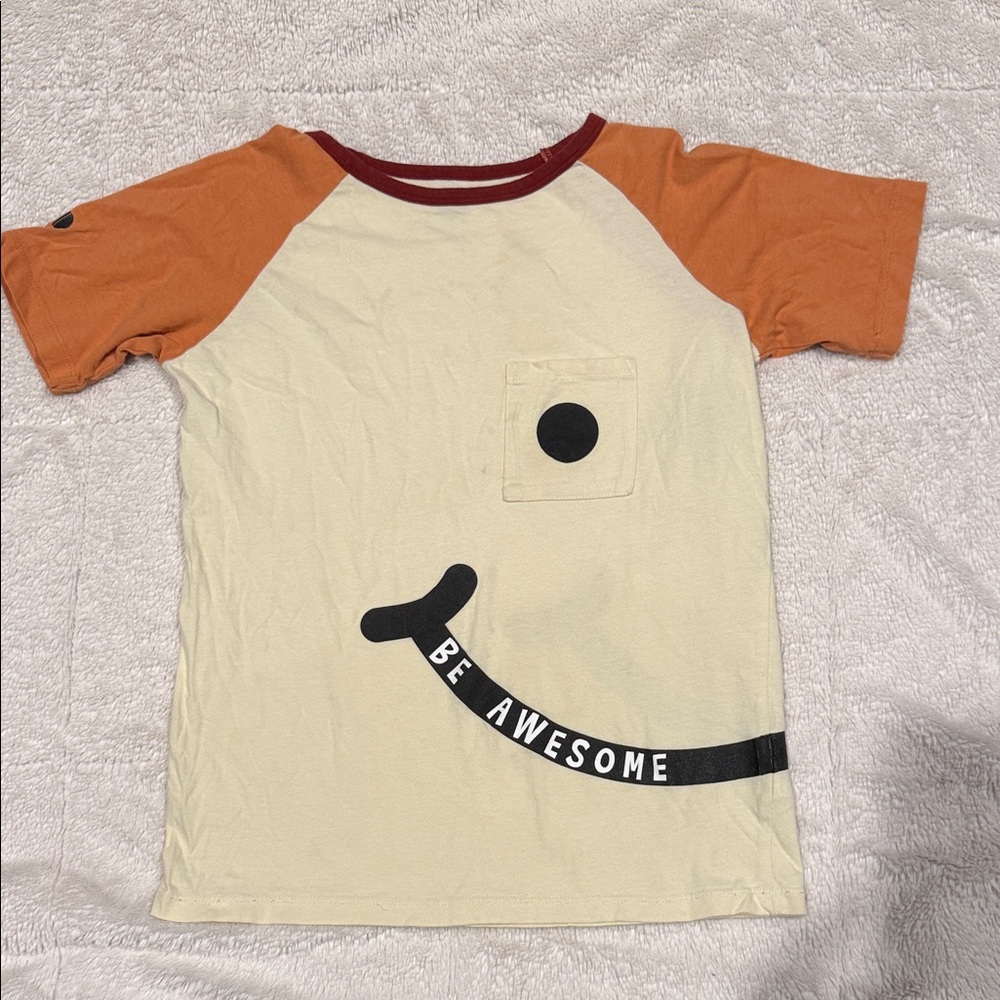 Dot Dot Smile Orange and Cream 'Be Awesome' Tee